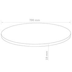 Greatstore Površina za mizo okrogla iz MDF-ja 700x18 mm