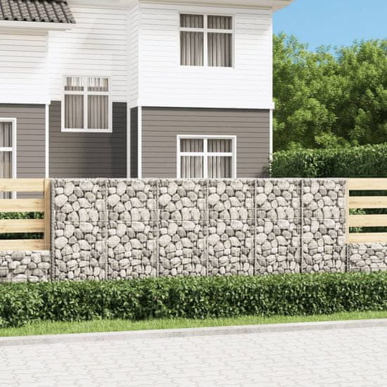 Vidaxl Gabionska stena s pokrovi iz pocinkanega jekla 300x50x100 cm