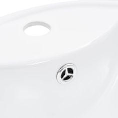 Greatstore Umivalnik z odprtino za odtekanje 46,5x18 cm keramičen bel