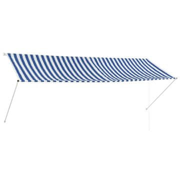 Vidaxl Zložljiva tenda 350x150 cm modra in bela
