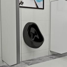 Vidaxl Stenski pisoar z izplakovalnim ventilom keramičen črn