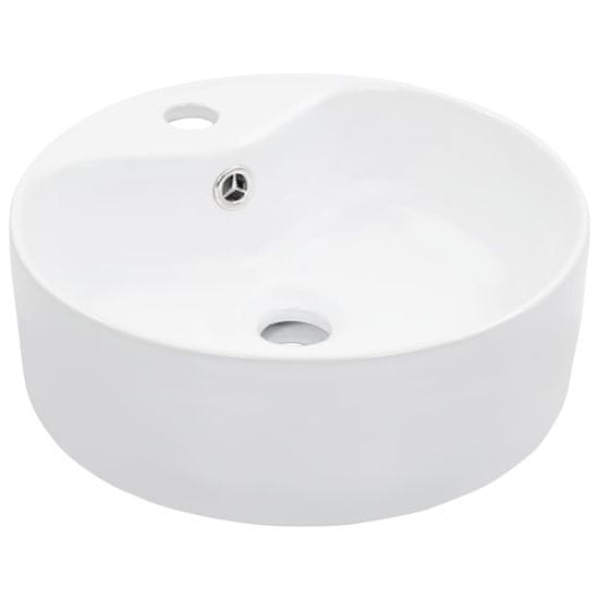 Vidaxl Umivalnik z odprtino za odtekanje 36x13 cm keramičen bel
