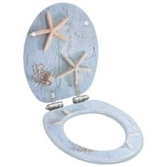 Vidaxl Deska za WC školjko počasno zapiranje MDF dizajn morske zvezde