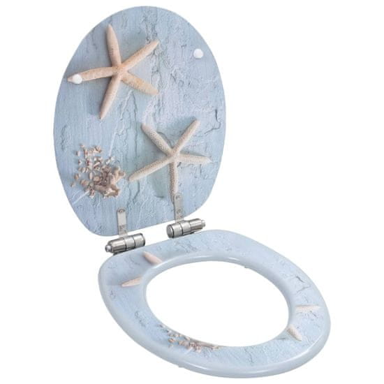 Greatstore Deska za WC školjko počasno zapiranje MDF dizajn morske zvezde