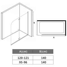 shumee Zložljiva pregrada za tuš z 2 paneloma ESG 95x140 cm