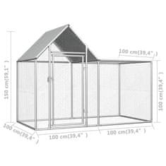 Vidaxl Kokošnjak 2x1x1,5 m pocinkano jeklo