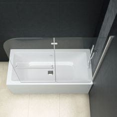 Vidaxl Zložljiva pregrada za tuš z 2 paneloma ESG 120x140 cm