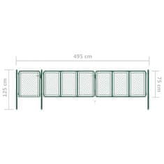 shumee Vrtna vrata jeklena 75x495 cm zelena