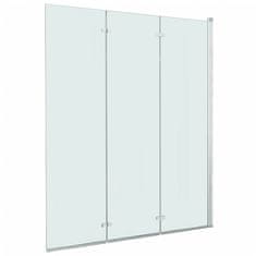 Vidaxl Zložljiva pregrada za tuš s 3 paneli ESG 130x138 cm
