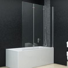 Vidaxl Zložljiva pregrada za tuš s 3 paneli ESG 130x138 cm