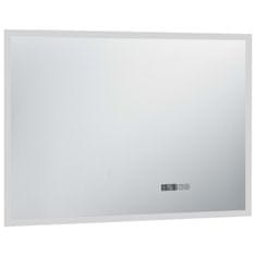Greatstore Kopalniško LED ogledalo s senzorjem na dotik in uro 100x60 cm