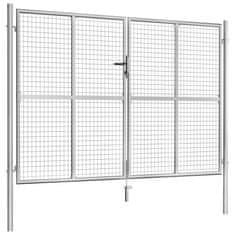 Vidaxl Vrtna vrata pocinkano jeklo 306x225 cm srebrna