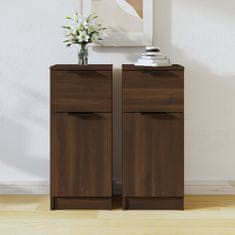 Vidaxl Komoda 2 kosa rjavi hrast 30x30x70 cm konstruiran les