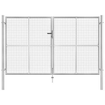 Vidaxl Vrtna vrata pocinkano jeklo 306x200 cm srebrna