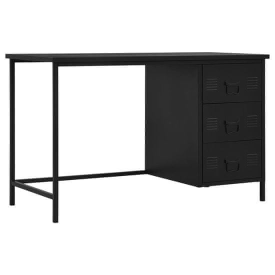 Vidaxl Pisalna miza s predali industrijska črna 120x55x75 cm jeklo