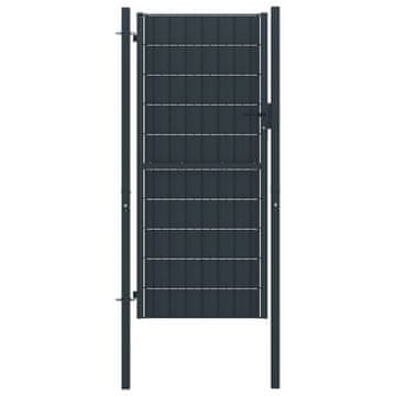 Vidaxl Ograjna vrata PVC in jeklo 100x164 cm antracitna
