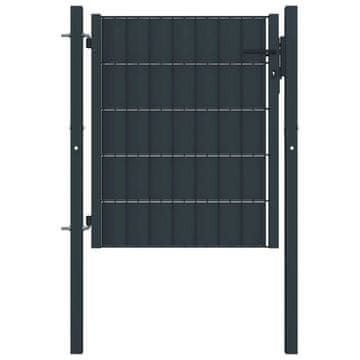 Vidaxl Ograjna vrata PVC in jeklo 100x81 cm antracitna