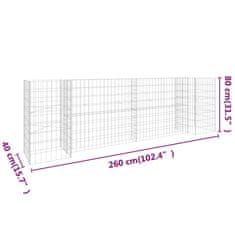 shumee Korito za rastline gabion H-oblike jeklo 260x40x80 cm