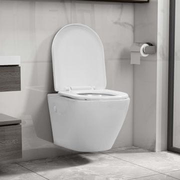 Vidaxl Viseča WC školjka brez roba keramična bela