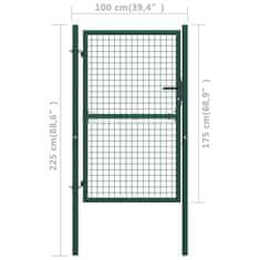 Vidaxl Vrata za ograjo iz jekla 100x175 cm zelena