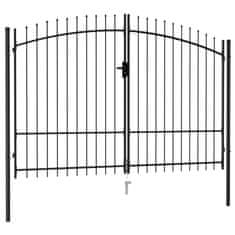Vidaxl Dvojna vrata za ograjo koničasta jeklo 3x1,75 m črna
