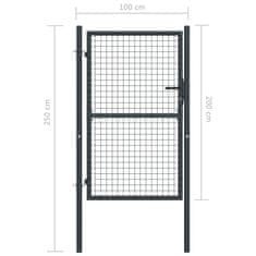 Vidaxl Mrežasta vrtna vrata pocinkano jeklo 100x250 cm siva