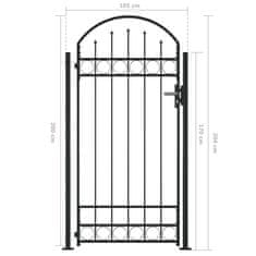 Vidaxl Vrata za ograjo zaobljena + 2 stebrička 105x204 cm