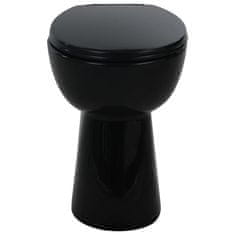 Vidaxl Visoka WC školjka brez roba počasno zapiranje 7 cm višja črna