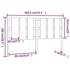 Vidaxl Posteljno vzglavje sivo 185,5x4x100 cm trdna borovina