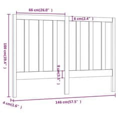 Vidaxl Posteljno vzglavje 146x4x100 cm trdna borovina
