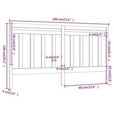 Vidaxl Posteljno vzglavje belo 186x4x100 cm trdna borovina