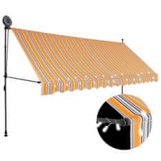 Greatstore Ročno zložljiva tenda z LED lučmi 350 cm rumena in modra