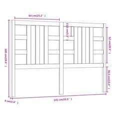 Vidaxl Posteljno vzglavje sivo 141x4x100 cm trdna borovina