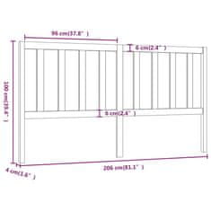 Vidaxl Posteljno vzglavje sivo 206x4x100 cm trdna borovina