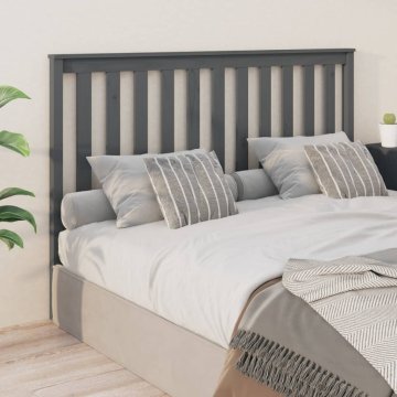 Vidaxl Posteljno vzglavje sivo 166x6x101 cm trdna borovina