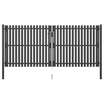 Vidaxl Vrtna ograja vrata iz jekla 400x150 cm antracitna