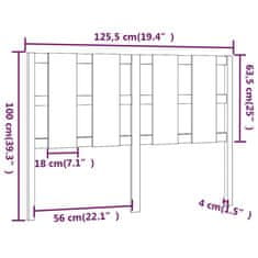 Vidaxl Posteljno vzglavje belo 125,5x4x100 cm trdna borovina