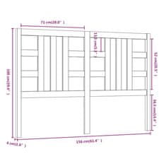 Vidaxl Posteljno vzglavje sivo 156x4x100 cm trdna borovina