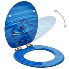 Vidaxl Deska za WC školjko počasno zapiranje MDF modra dizajn kapljice