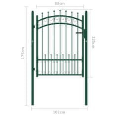 Vidaxl Vrata za ograjo s konicami jeklo 100x125 cm zelena