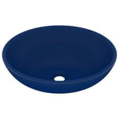 Greatstore Razkošen umivalnik ovalen mat temno moder 40x33 cm keramičen