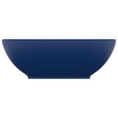 Greatstore Razkošen umivalnik ovalen mat temno moder 40x33 cm keramičen