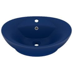 Vidaxl Razkošen umivalnik ovalen mat temno moder 58,5x39 cm keramika