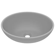 Vidaxl Razkošen umivalnik ovalen mat svetlo siv 40x33 cm keramičen