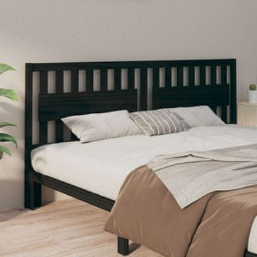 Vidaxl vidaXL Vzglavje postelje črno 205,5x4x100 cm masivni borov les