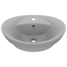 Vidaxl Razkošen umivalnik ovalen mat svetlo siv 58,5x39 cm keramika