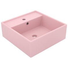 shumee Razkošen umivalnik kvadraten mat roza 41x41 cm keramika