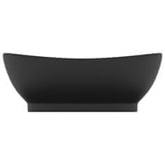 Vidaxl Razkošen umivalnik ovalen mat črn 58,5x39 cm keramika