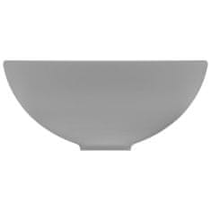 Vidaxl Razkošen umivalnik okrogel mat svetlo siv 32,5x14 cm keramičen