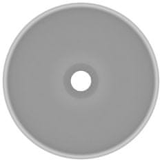 shumee Razkošen umivalnik okrogel mat svetlo siv 32,5x14 cm keramičen